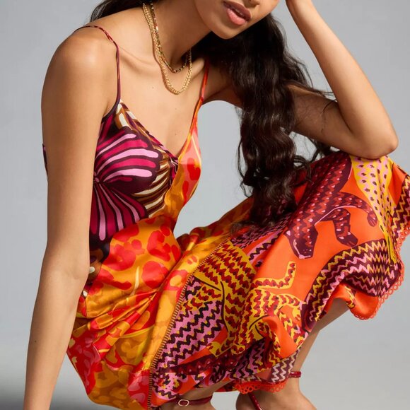 NWT - slinky FARM Rio x Anthropologie Printed Slip Dres - Picture 4 of 10